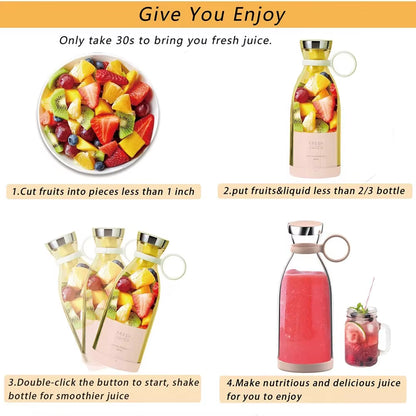 Fruit Mixer Cup Fresh Juice Bottle Rechargeable Smoothies Shakes Maker Mini Fast Portable Blender 2022 for Gym