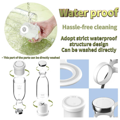 In Stock Mini Fresh Juicer Portable Blender Household Fruit Mixer Six Blades in 3D 350Ml USB Juicer Cup